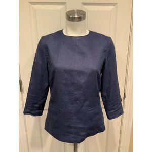 Isoude Dark Blue 3/4 Sleeve Shirt W/ Rear Zipper, Size Small